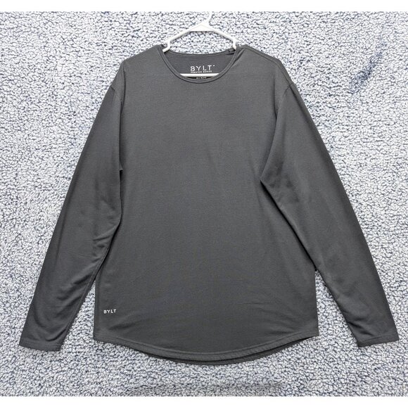 BYLT Drop Cut Long Sleeve Shirt Mens LG Athletic Gym Workout Running Boxing Gray - Picture 1 of 11